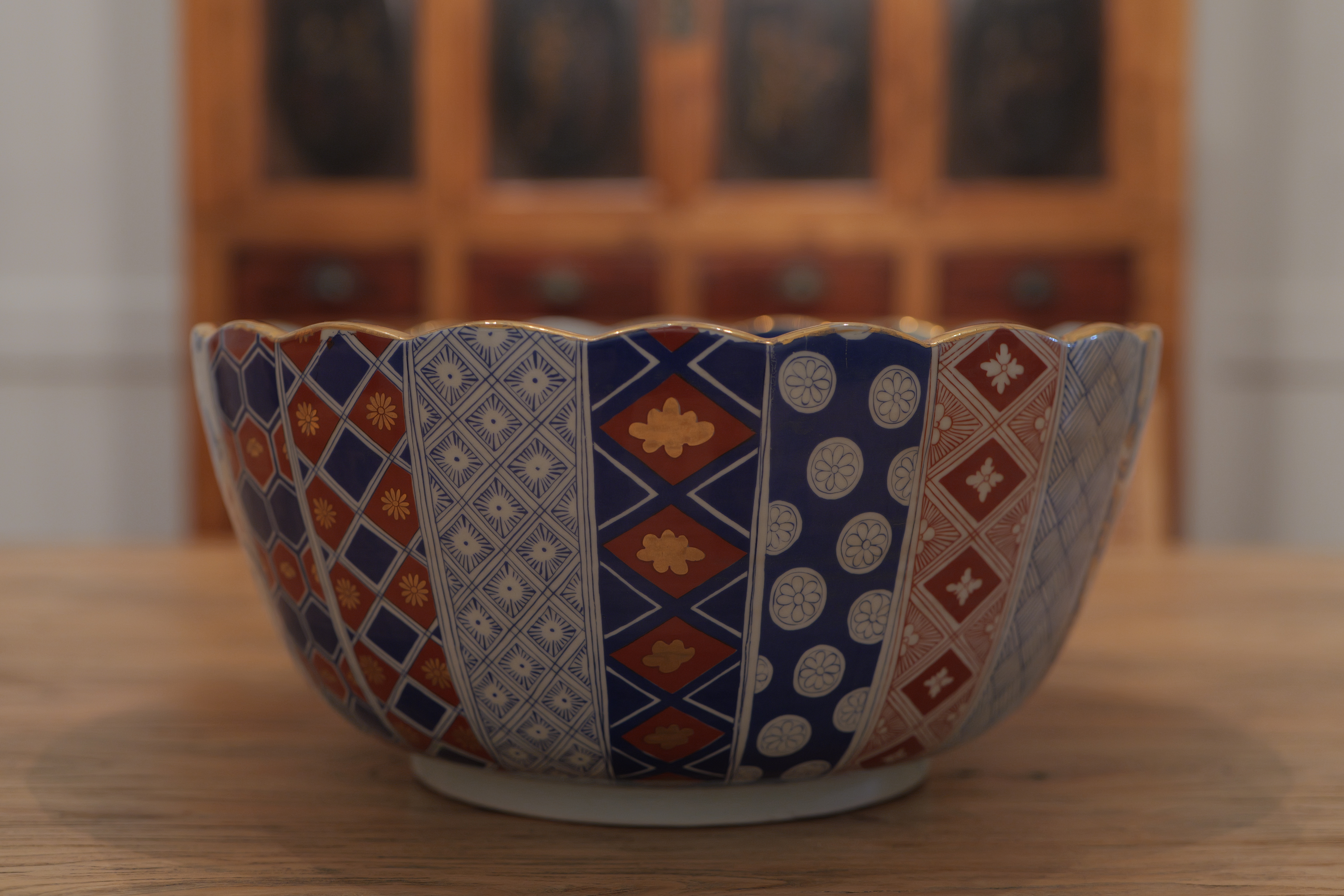 Imari porcelain bowl — blue, red and gold pattern